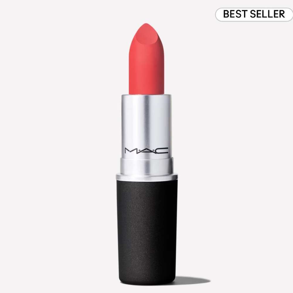 MAC Stay Curious Powder Kiss Lipstick Pinky red
